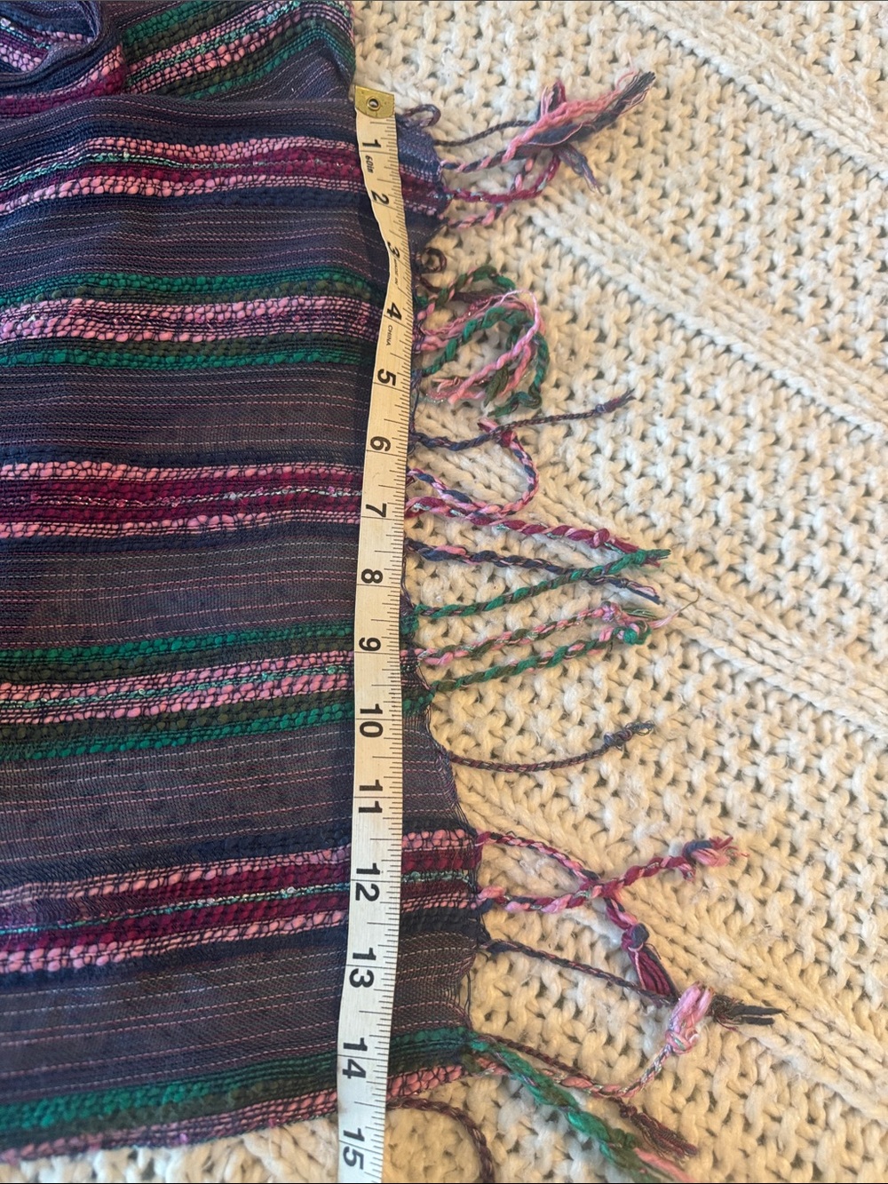 Striped Multi-Color Women's Scarf - Purple, Pink & Green - Picture 2 of 6